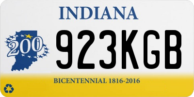 IN license plate 923KGB