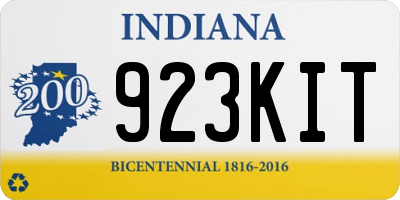 IN license plate 923KIT