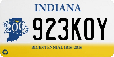 IN license plate 923KOY
