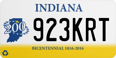 IN license plate 923KRT