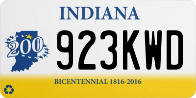IN license plate 923KWD