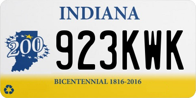 IN license plate 923KWK