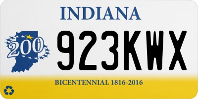 IN license plate 923KWX