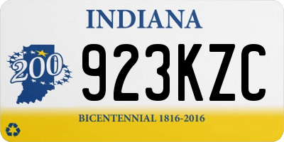 IN license plate 923KZC