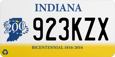 IN license plate 923KZX