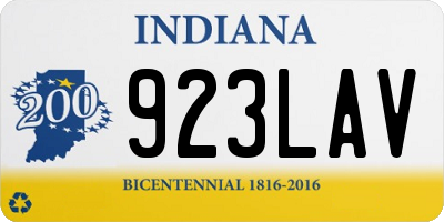 IN license plate 923LAV
