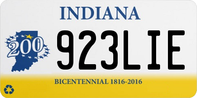 IN license plate 923LIE