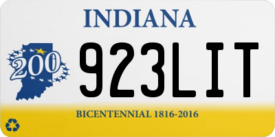IN license plate 923LIT