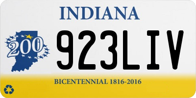 IN license plate 923LIV