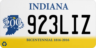 IN license plate 923LIZ