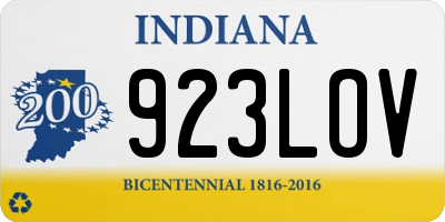 IN license plate 923LOV