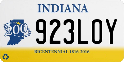 IN license plate 923LOY