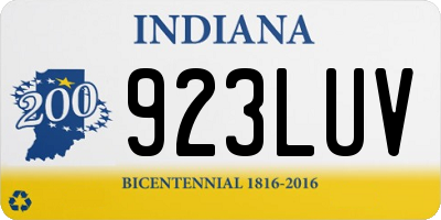IN license plate 923LUV