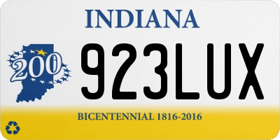 IN license plate 923LUX