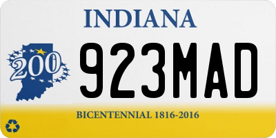 IN license plate 923MAD