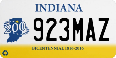 IN license plate 923MAZ