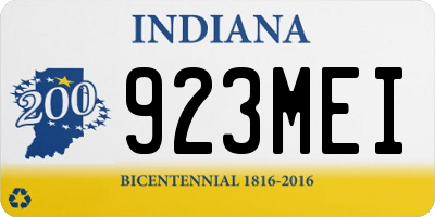 IN license plate 923MEI