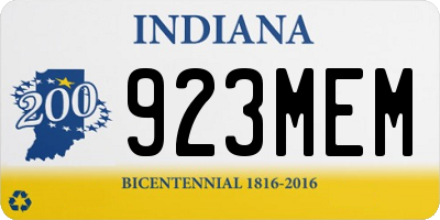IN license plate 923MEM