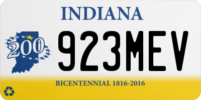 IN license plate 923MEV
