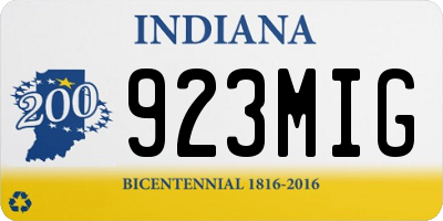 IN license plate 923MIG