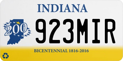 IN license plate 923MIR