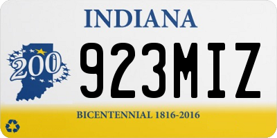 IN license plate 923MIZ