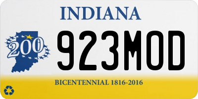 IN license plate 923MOD