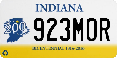 IN license plate 923MOR