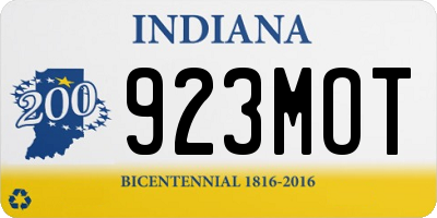 IN license plate 923MOT