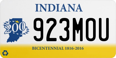 IN license plate 923MOU