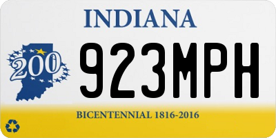 IN license plate 923MPH