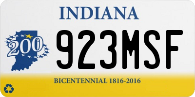 IN license plate 923MSF