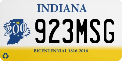 IN license plate 923MSG