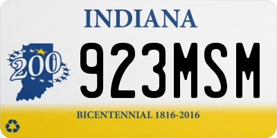 IN license plate 923MSM