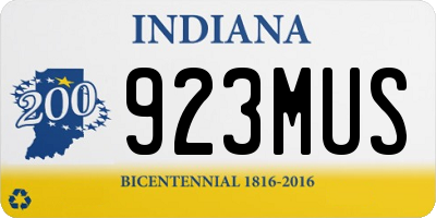 IN license plate 923MUS