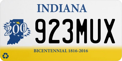 IN license plate 923MUX