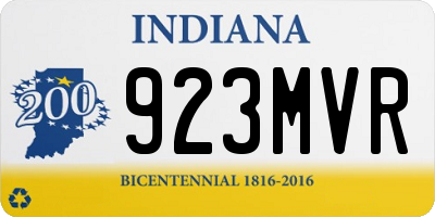 IN license plate 923MVR