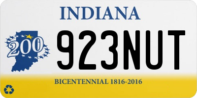 IN license plate 923NUT
