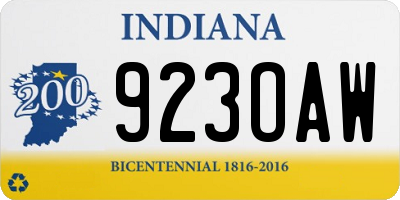 IN license plate 923OAW