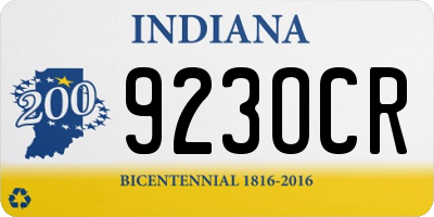 IN license plate 923OCR