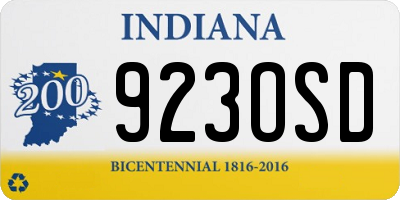 IN license plate 923OSD