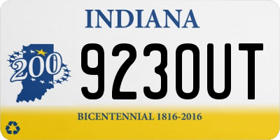 IN license plate 923OUT