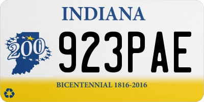 IN license plate 923PAE
