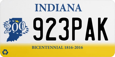 IN license plate 923PAK