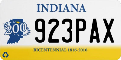 IN license plate 923PAX