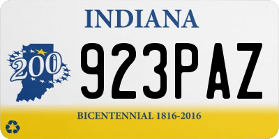 IN license plate 923PAZ
