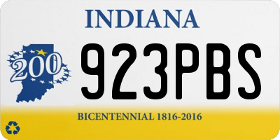 IN license plate 923PBS