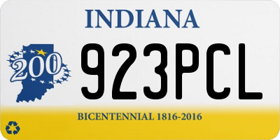 IN license plate 923PCL