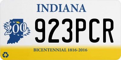 IN license plate 923PCR