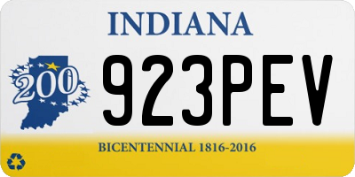 IN license plate 923PEV
